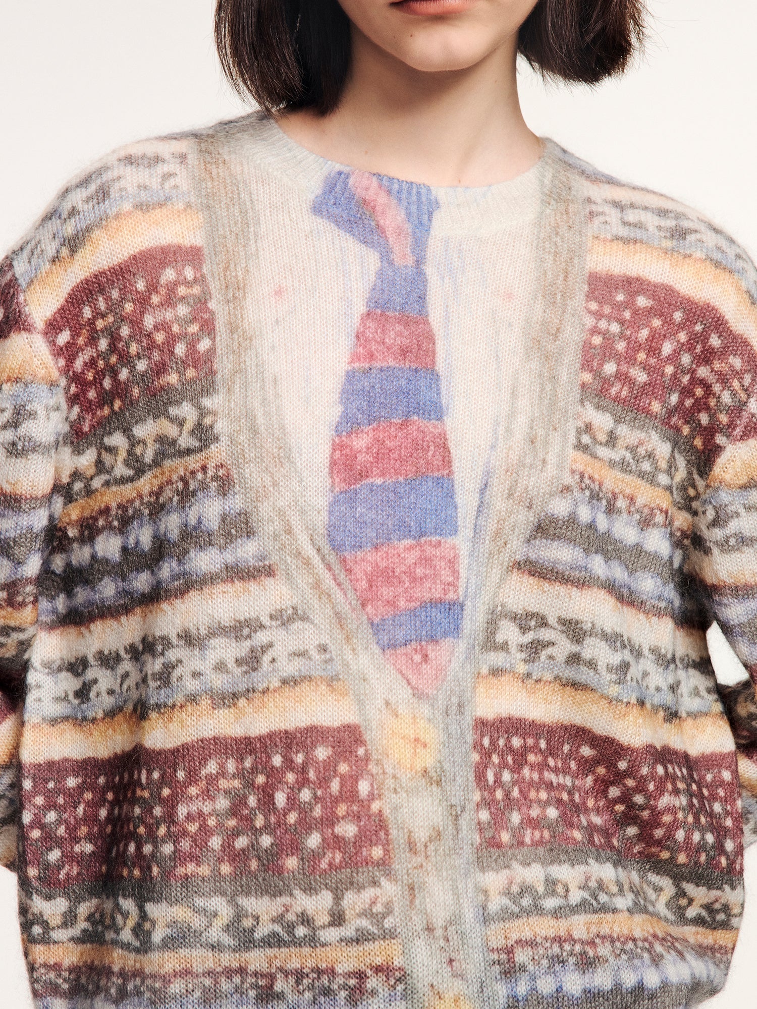 Vintage sweater print pullover knit