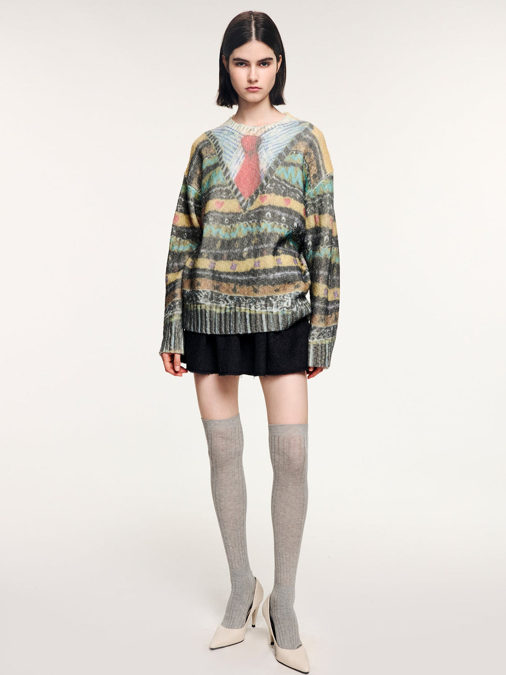 Vintage sweater print pullover knit