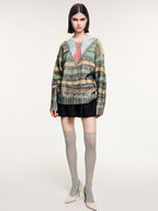 Vintage sweater print pullover knit