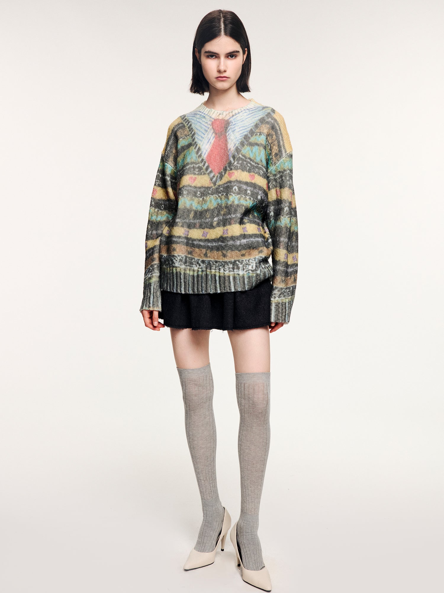 Vintage sweater print pullover knit