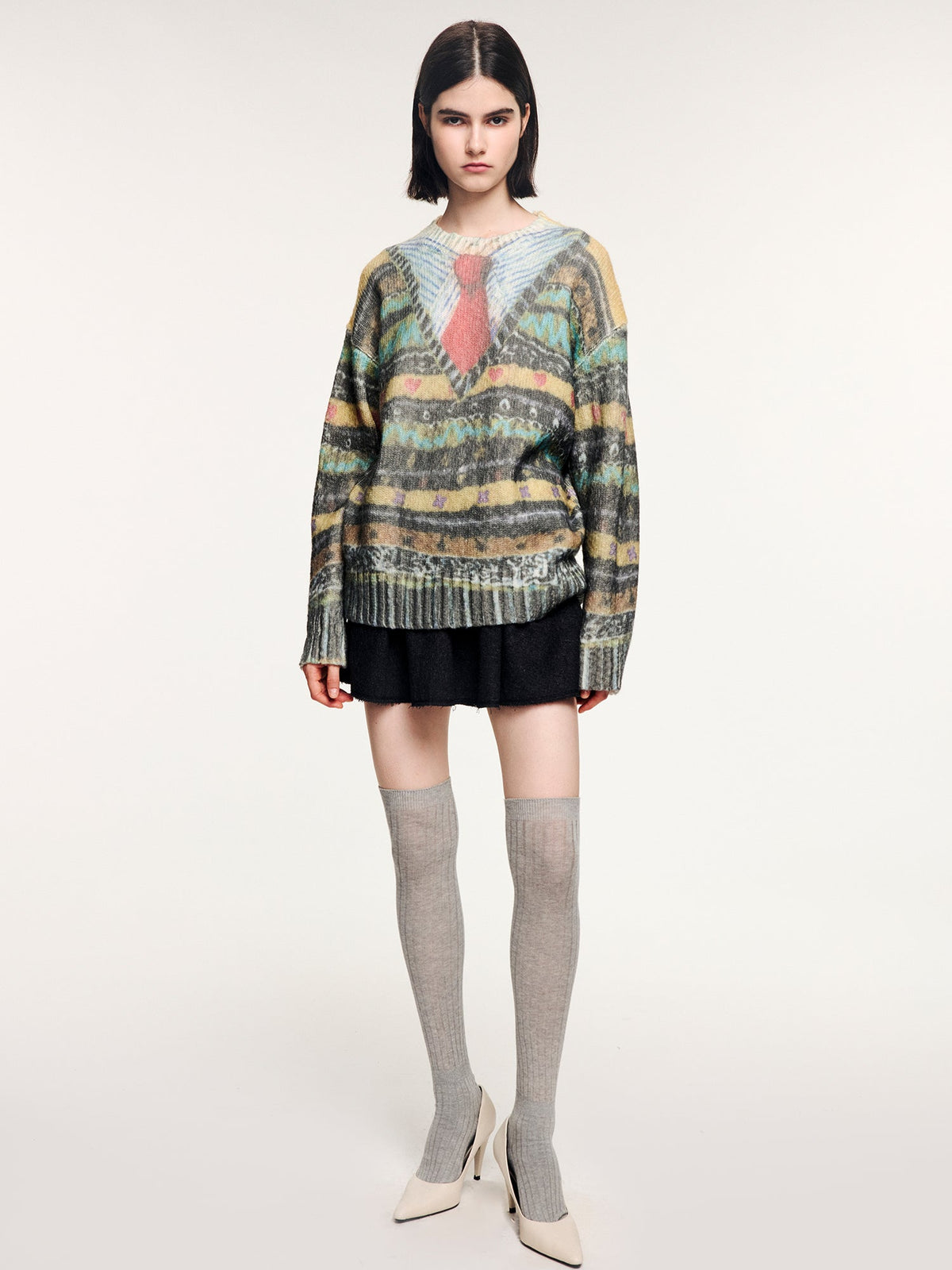 Vintage sweater print pullover knit