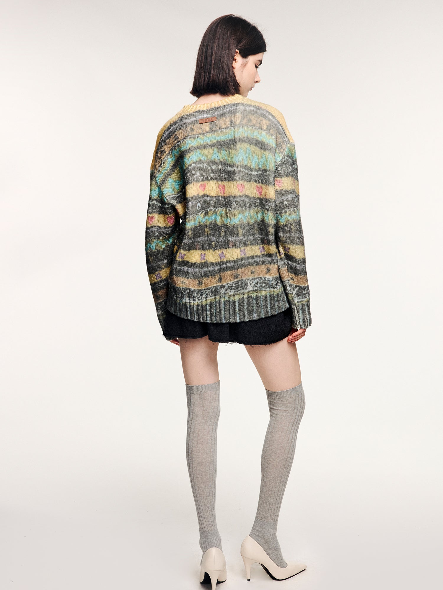 Vintage sweater print pullover knit