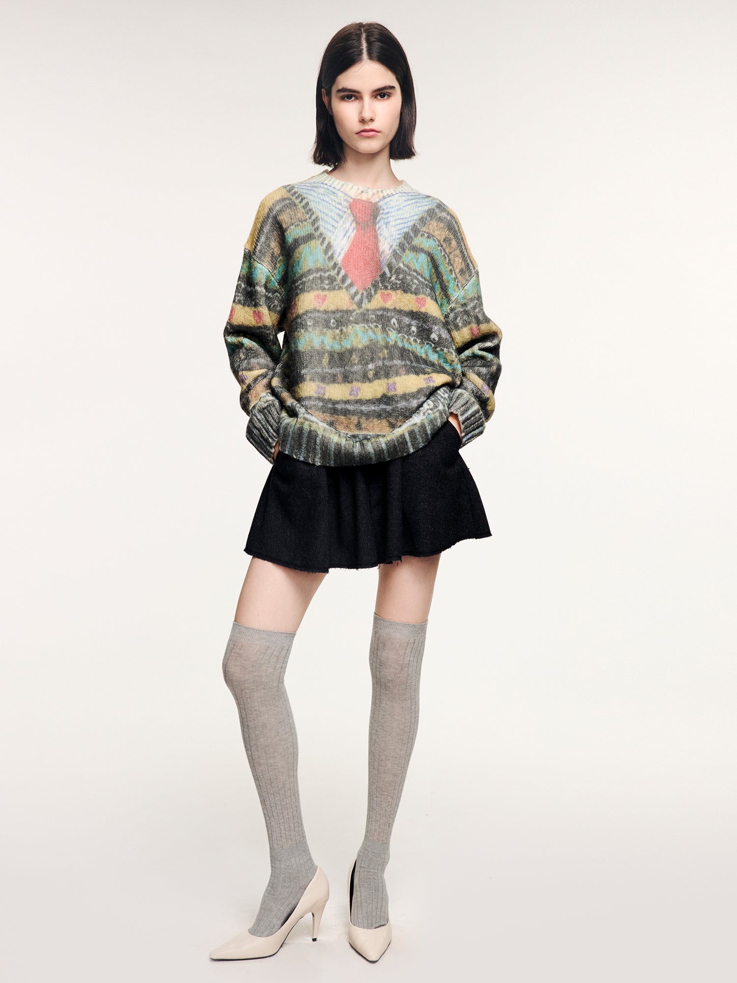 Vintage sweater print pullover knit