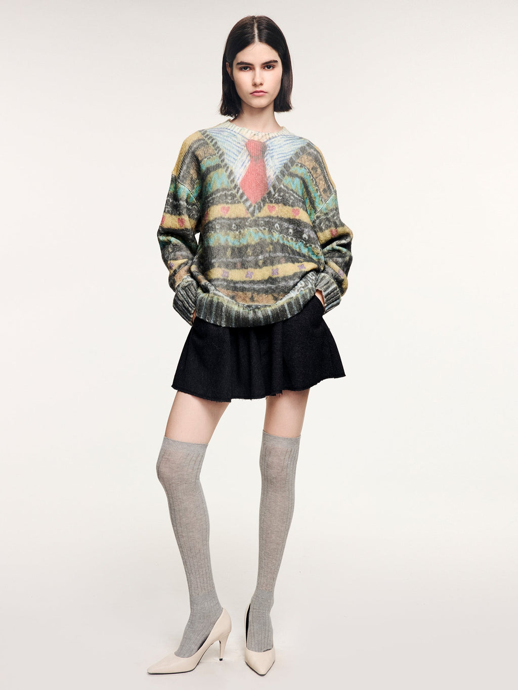 Vintage sweater print pullover knit