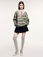 Vintage sweater print pullover knit