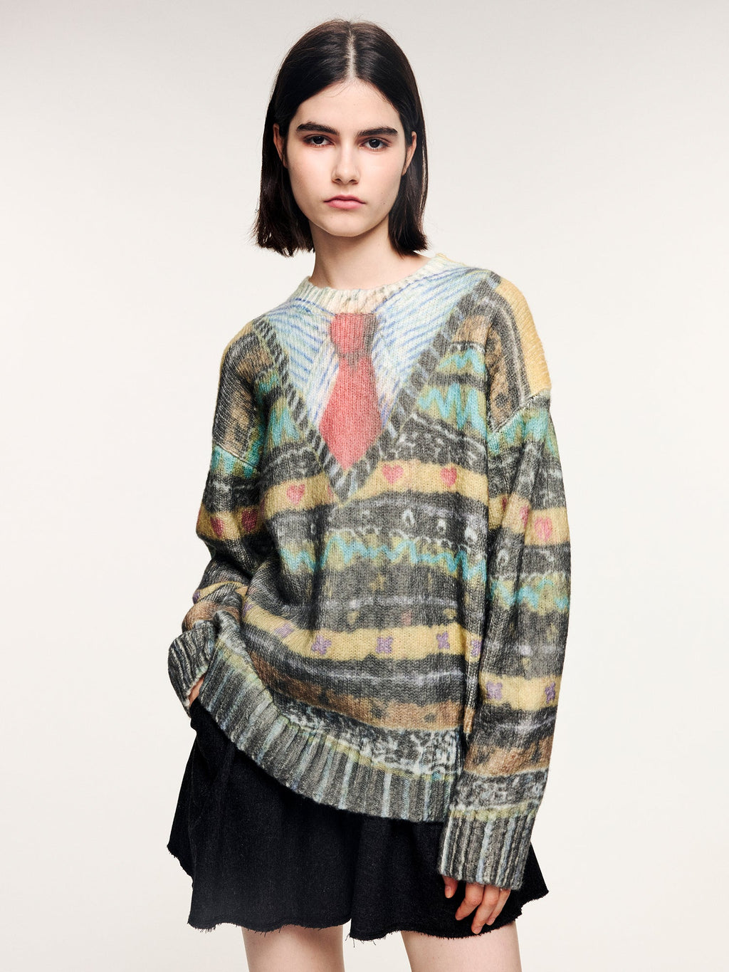 Vintage sweater print pullover knit