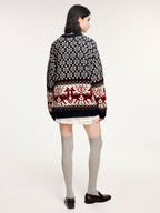 Vintage deer pattern jacquard pullover knit