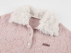 Fuzzy polo collar pullover sweater