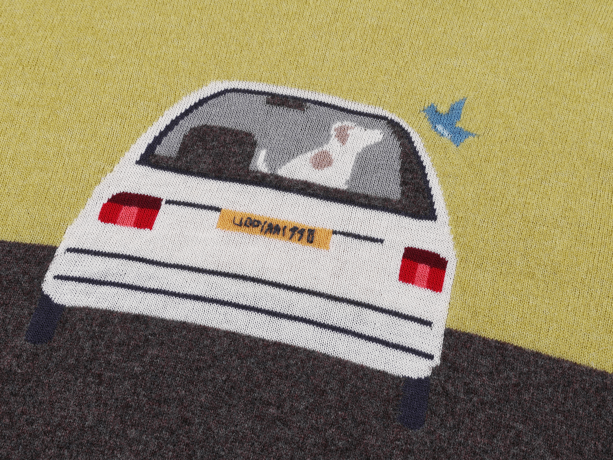 Traveling puppy print colorblock pullover