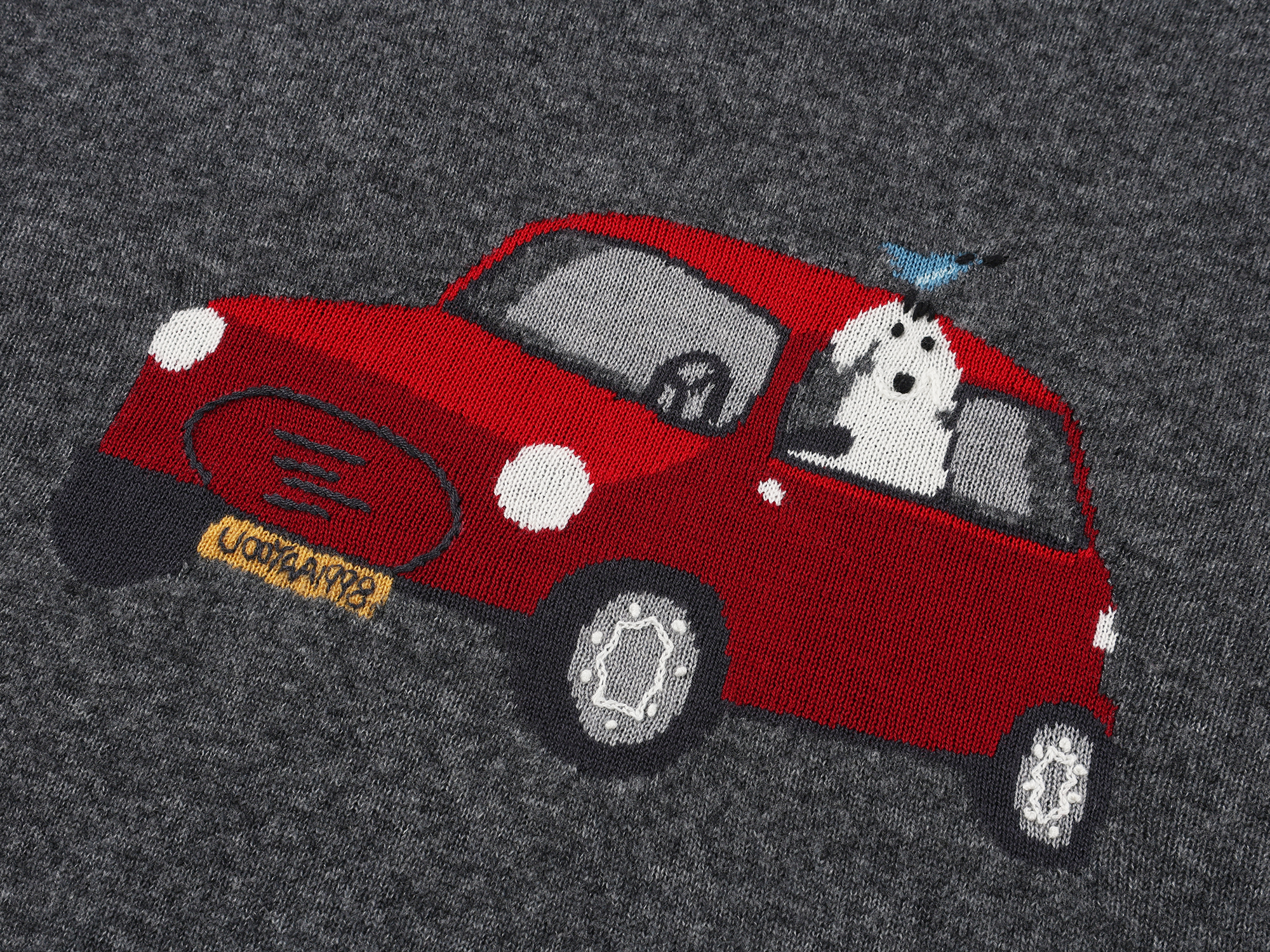 Traveling puppy print colorblock pullover