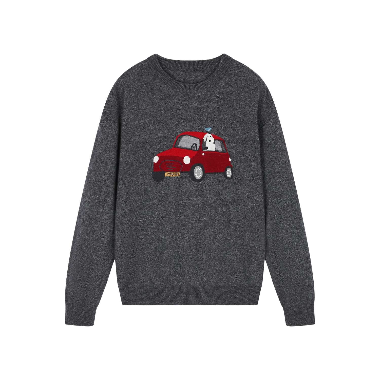 Traveling puppy print colorblock pullover