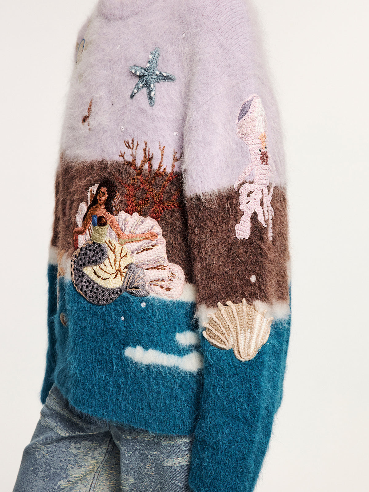 Handcrafted undersea scene pullover