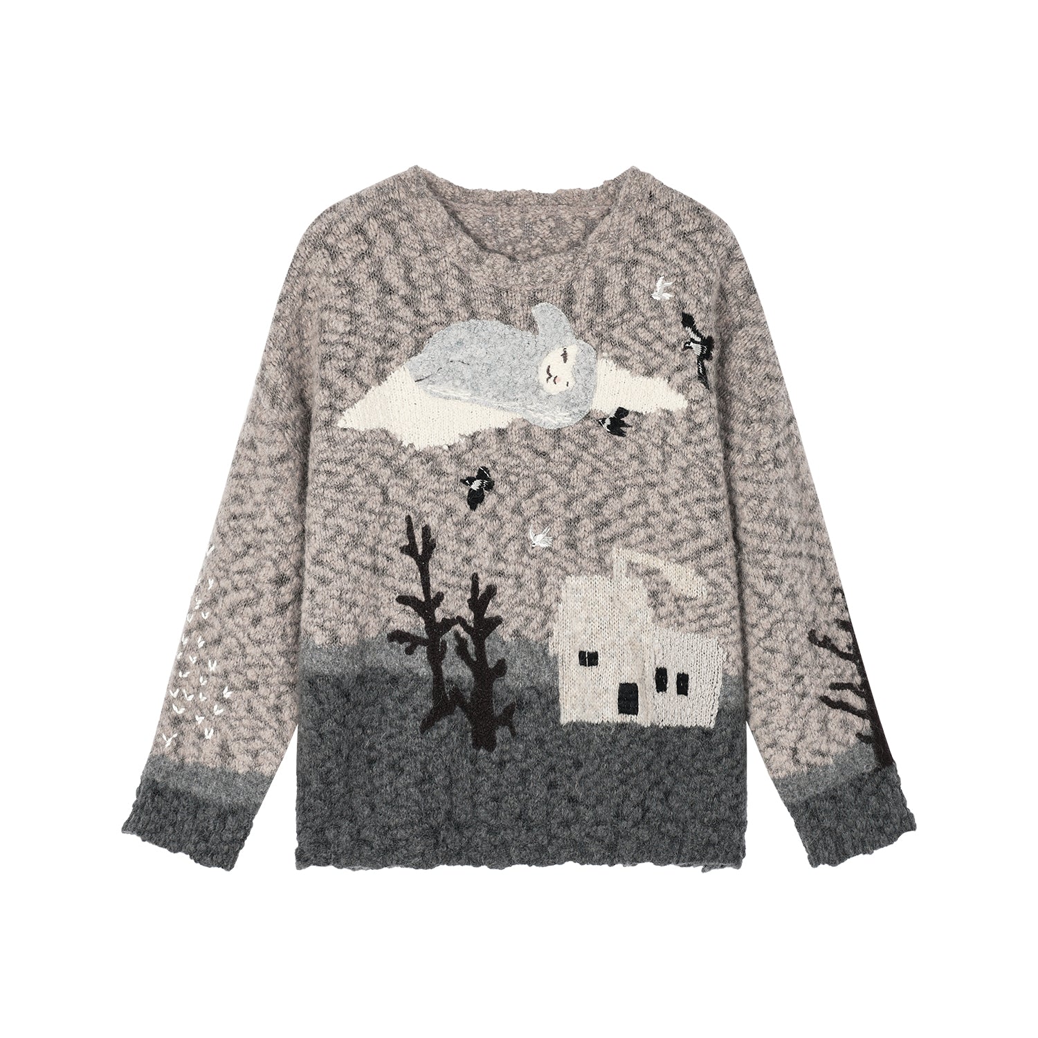 Vintage fantasy landscape pullover knit