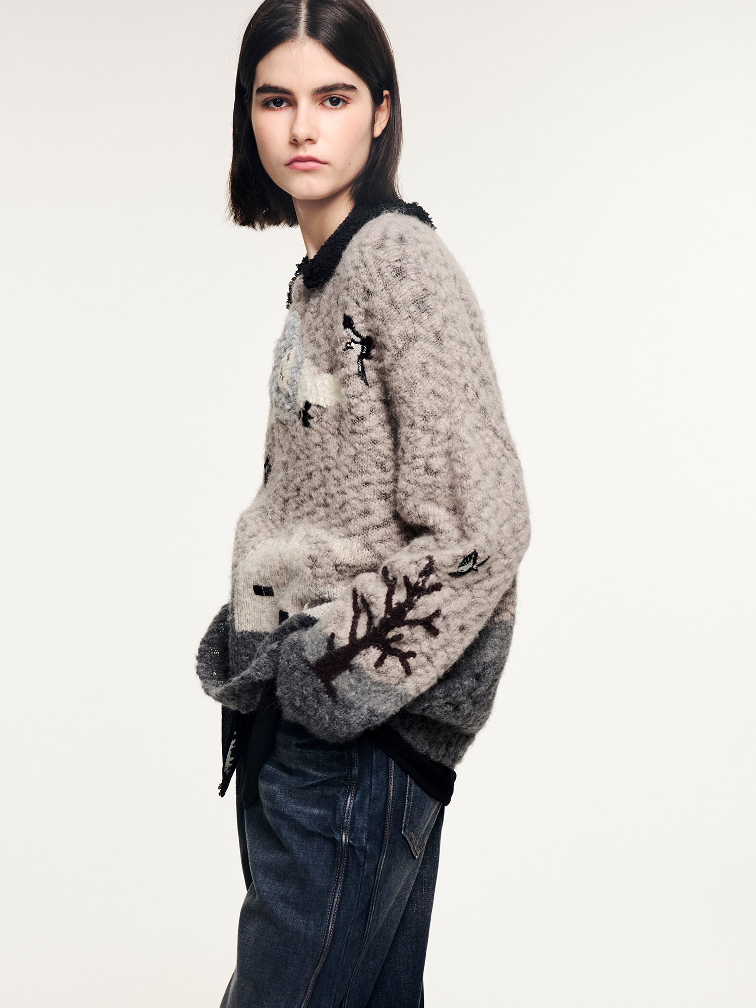 Vintage fantasy landscape pullover knit