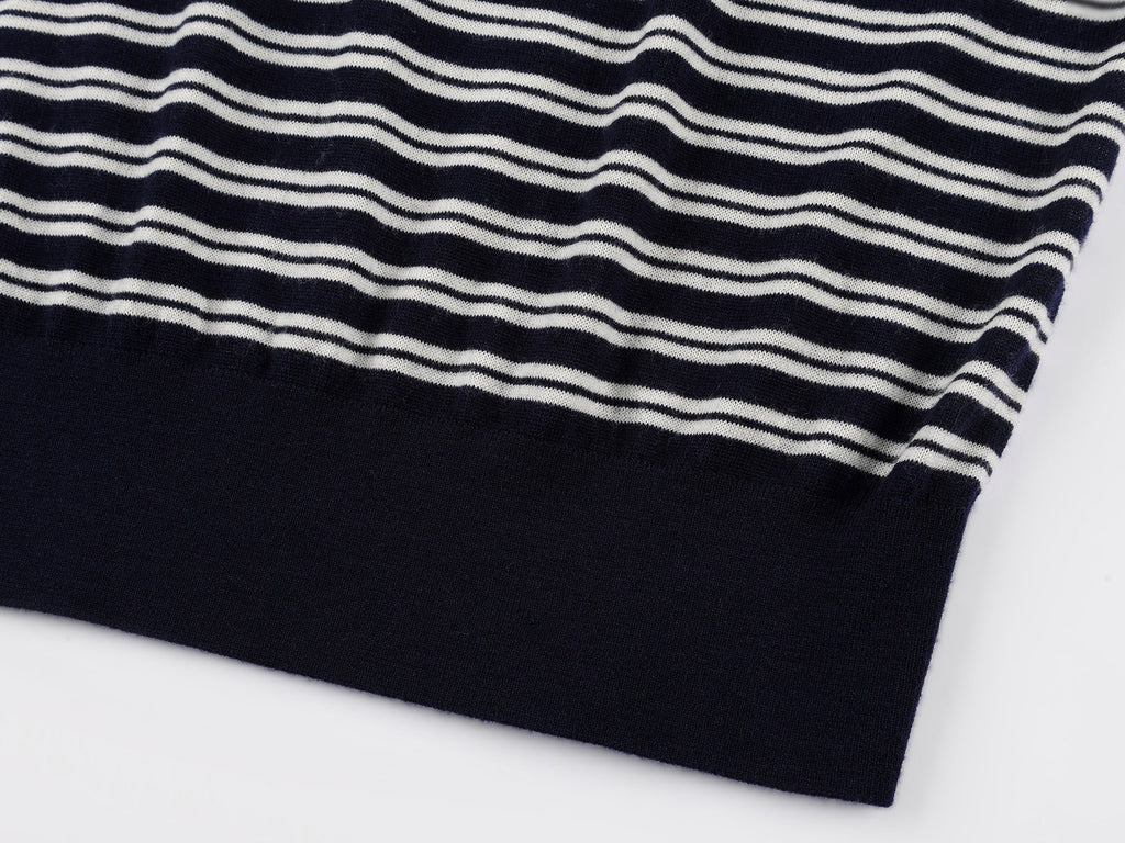 Striped wool polo pullover