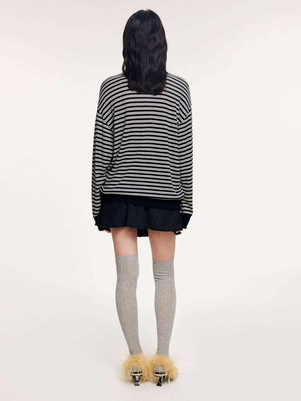 Striped wool polo pullover