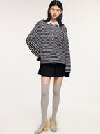 Striped wool polo pullover