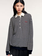 Striped wool polo pullover