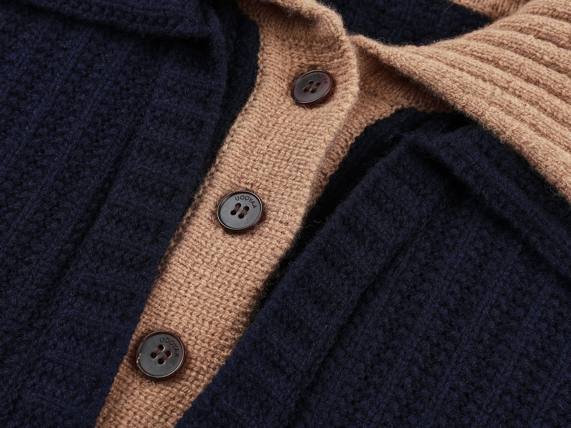 Vintage layered-look polo collar pullover knit