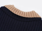 Vintage layered-look polo collar pullover knit