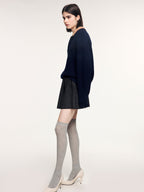 Vintage layered-look polo collar pullover knit