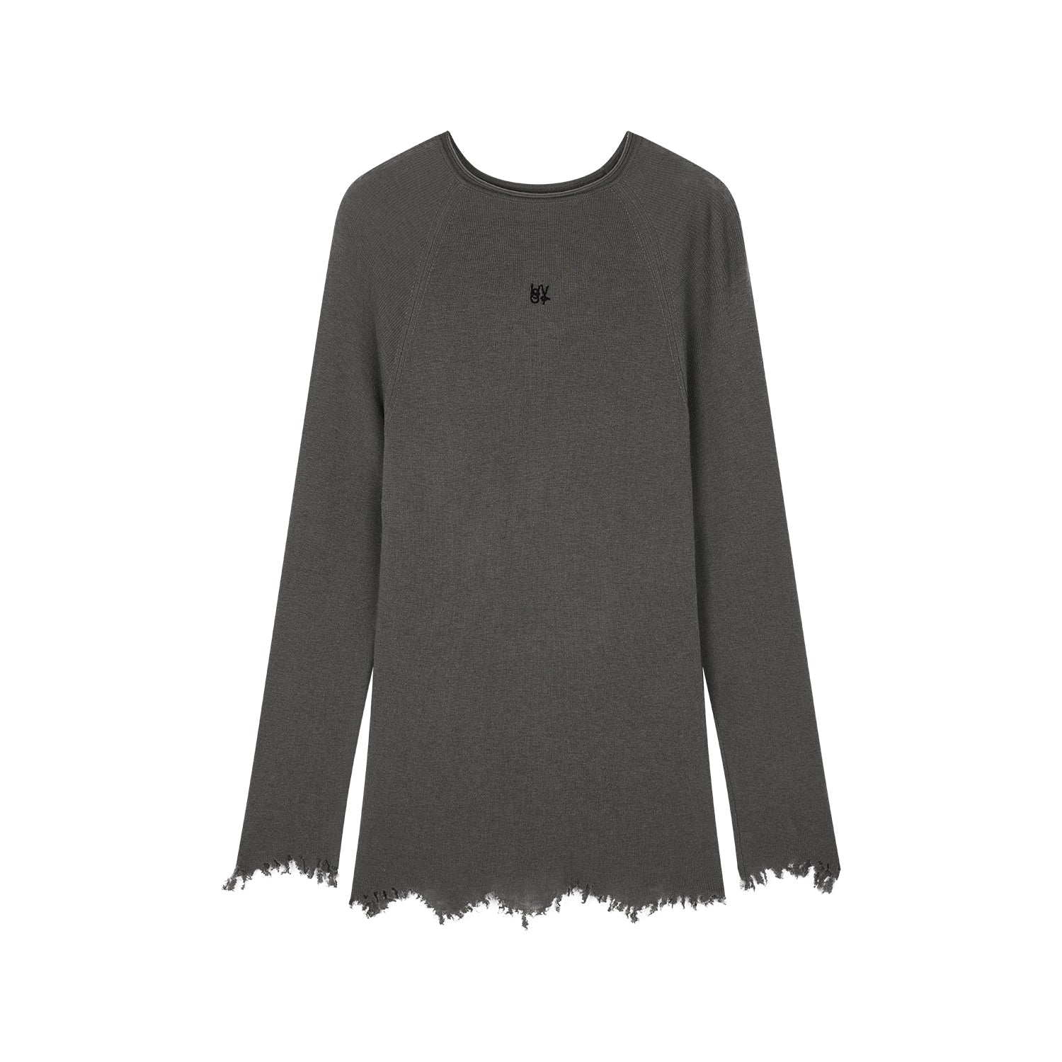 100% wool pullover with asymmetric hemline