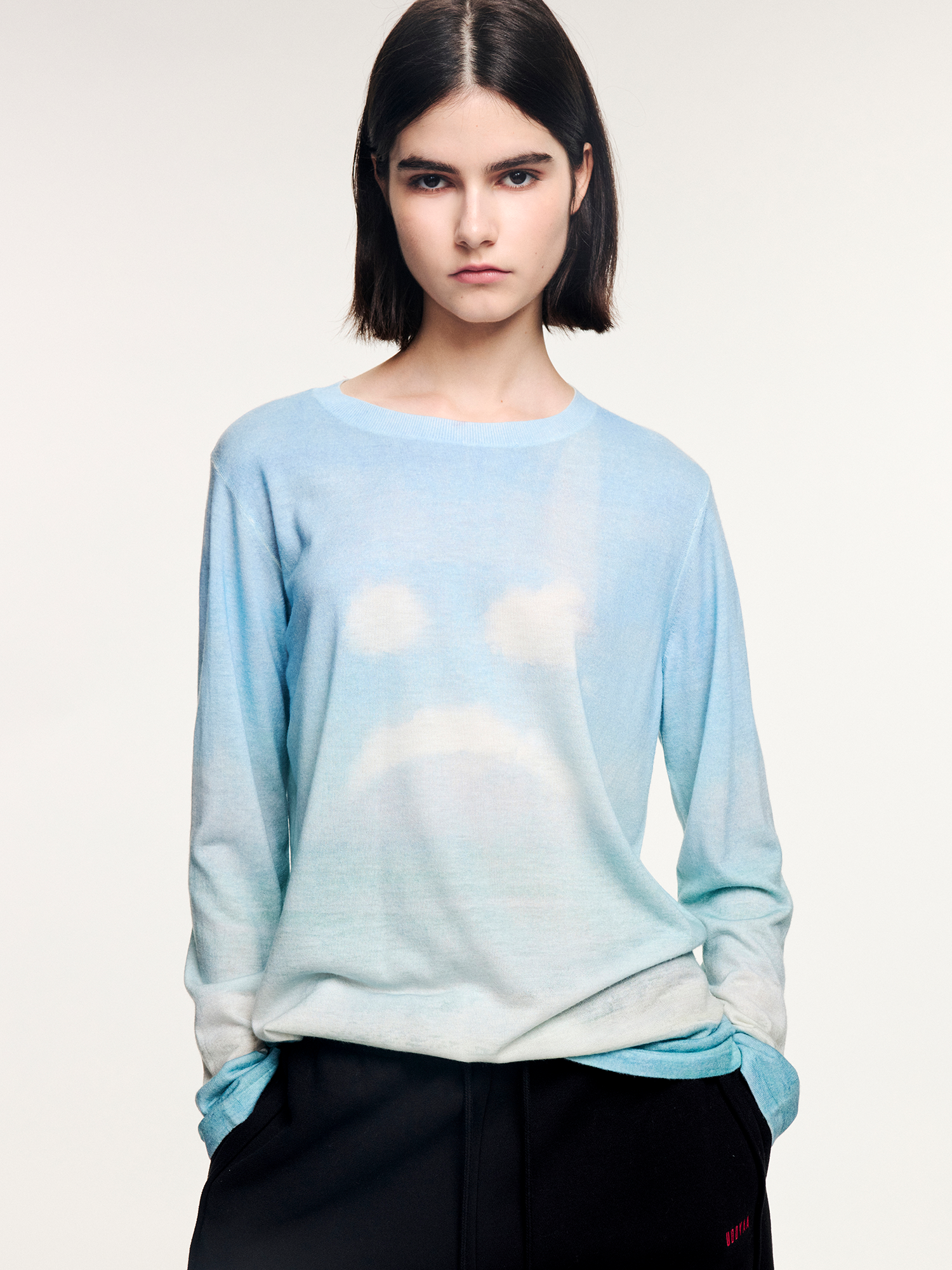Crying cloud face pullover sweater
