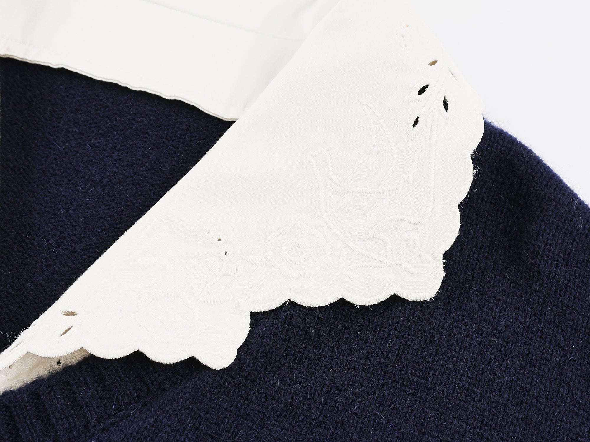 V-neck layered-look pullover with shirt detail