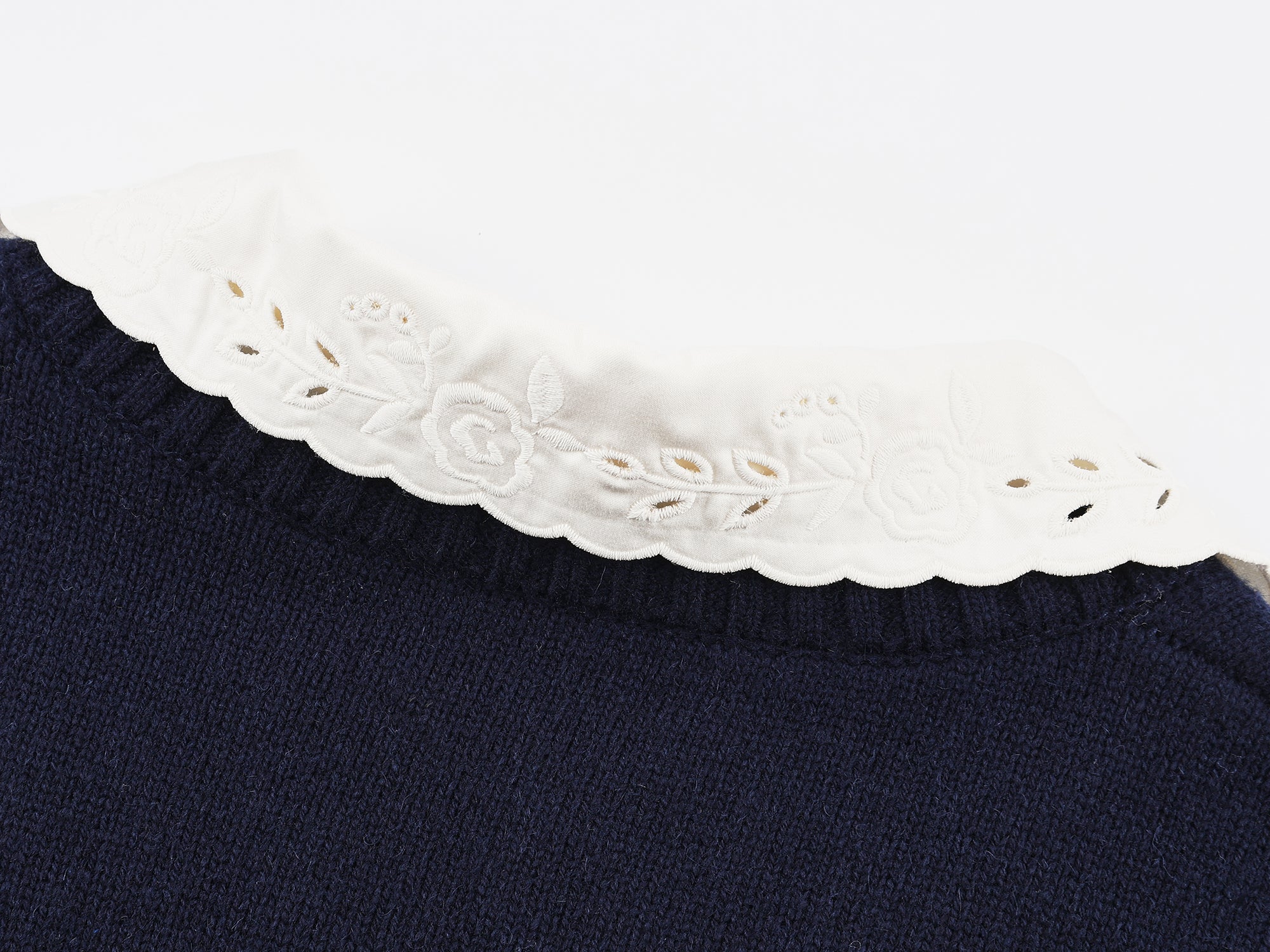 V-neck layered-look pullover with shirt detail