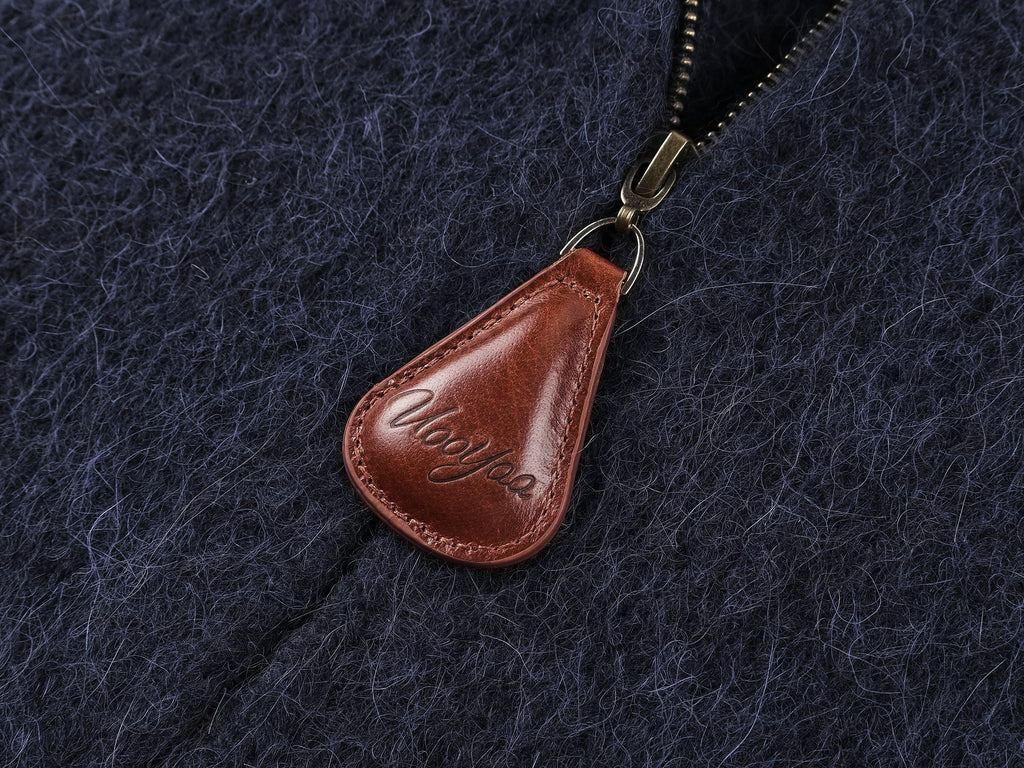 Fuzzy collar zip-up knit cardigan