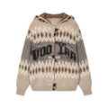 Fair isle hooded knit cardigan