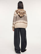 Fair isle hooded knit cardigan