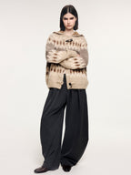 Fair isle hooded knit cardigan