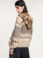 Fair isle hooded knit cardigan