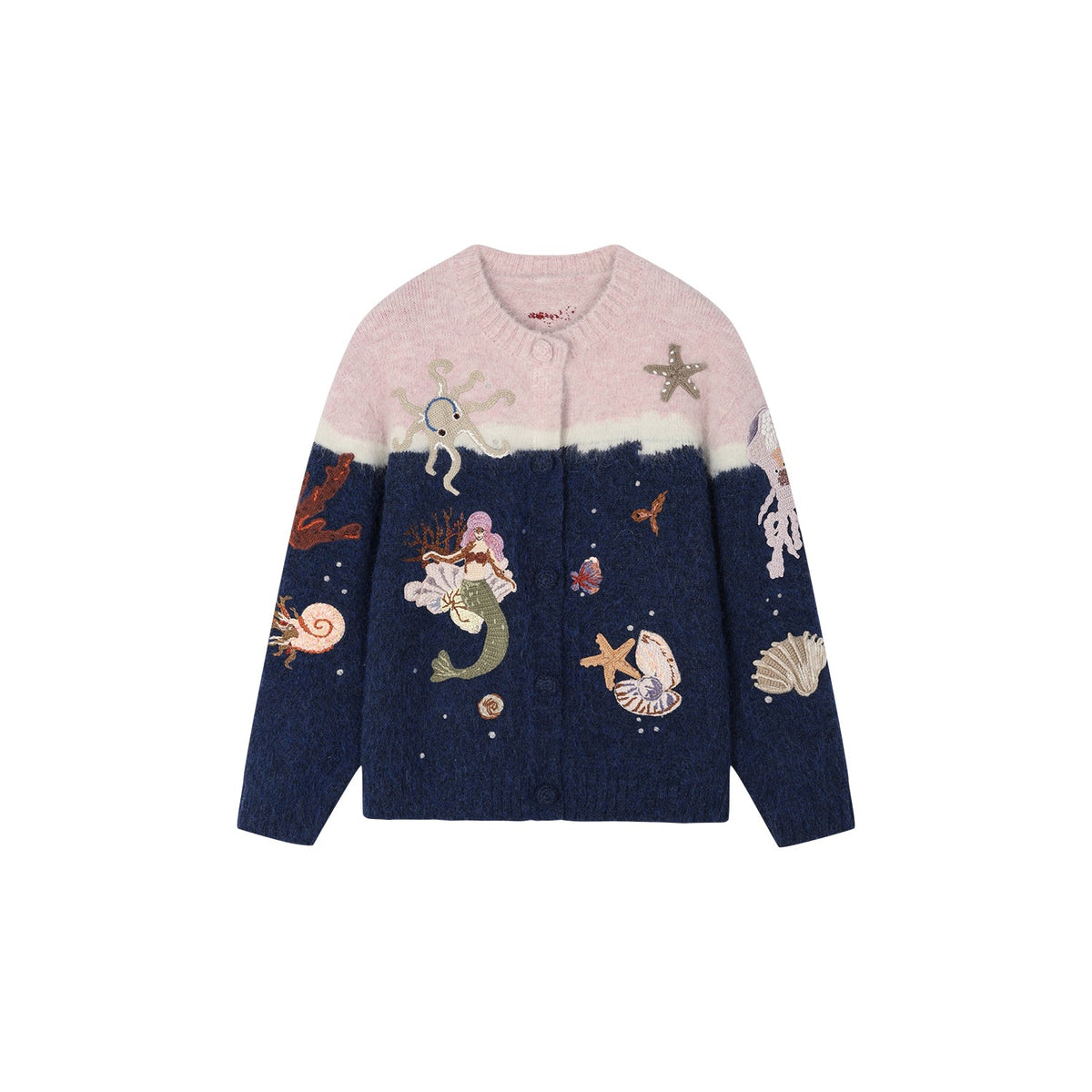 Handcrafted undersea scene cardigan