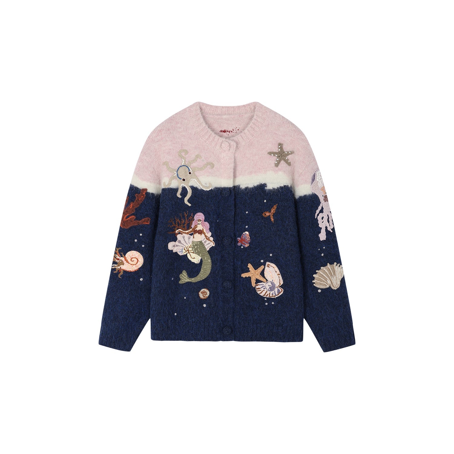 Handcrafted undersea scene cardigan