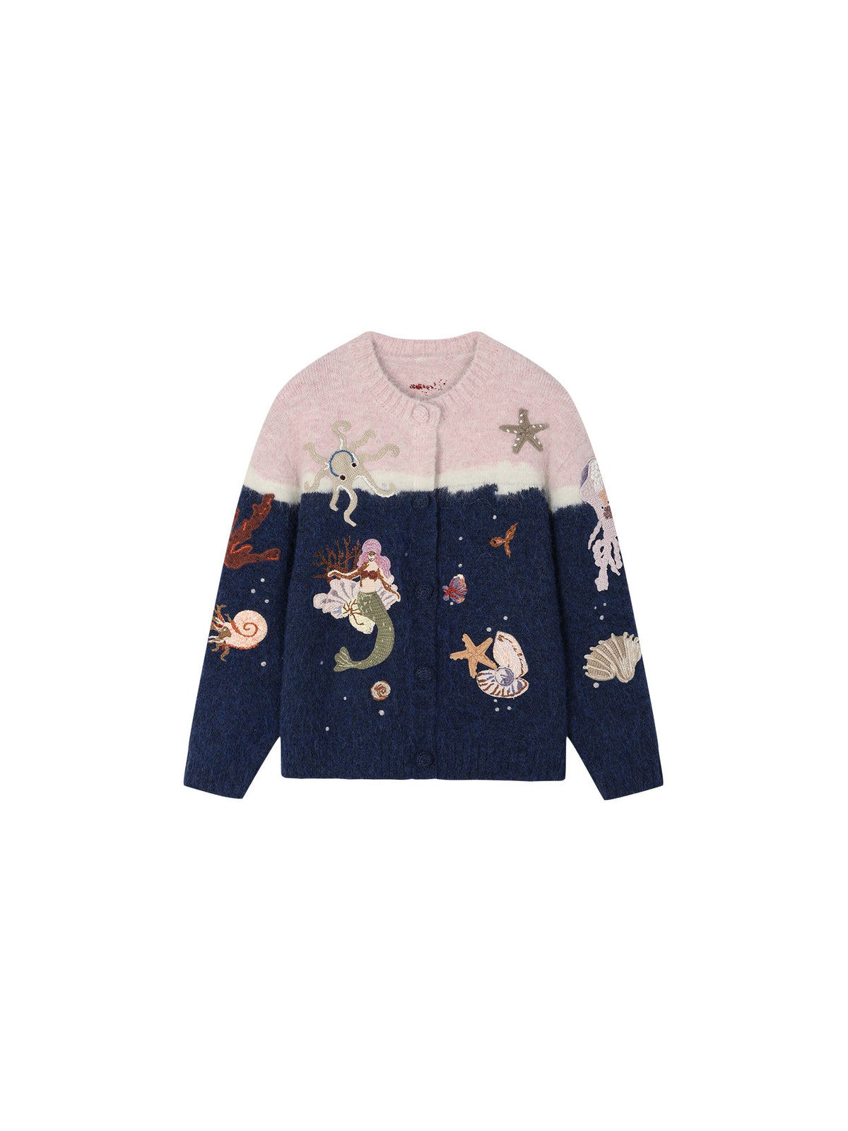 Handcrafted undersea scene cardigan