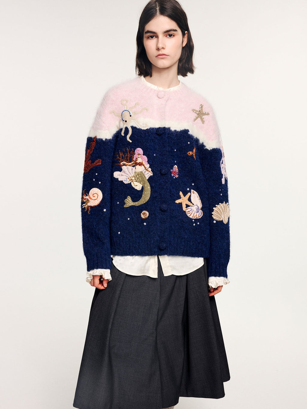 Handcrafted undersea scene cardigan