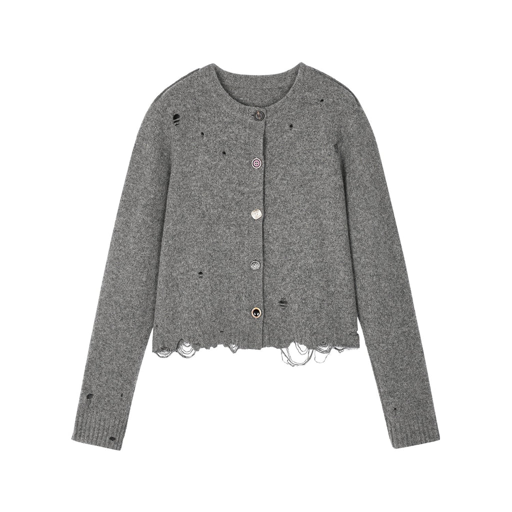 Felted wool knit cardigan