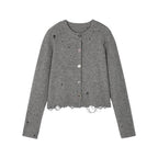 Felted wool knit cardigan