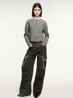 Felted wool knit cardigan