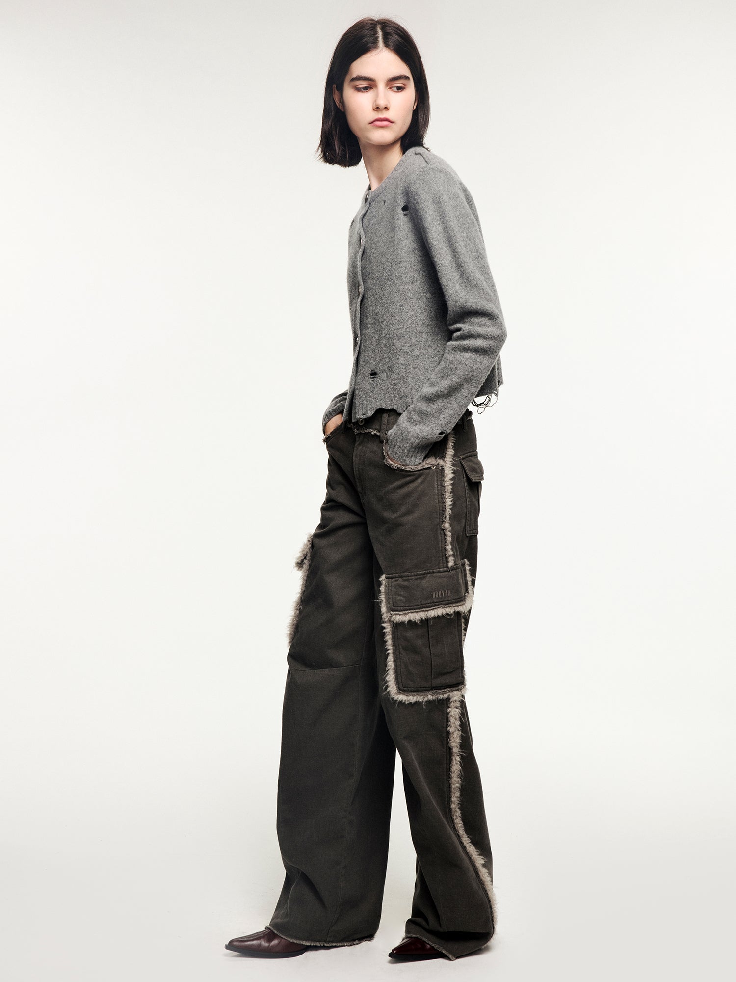 Felted wool knit cardigan