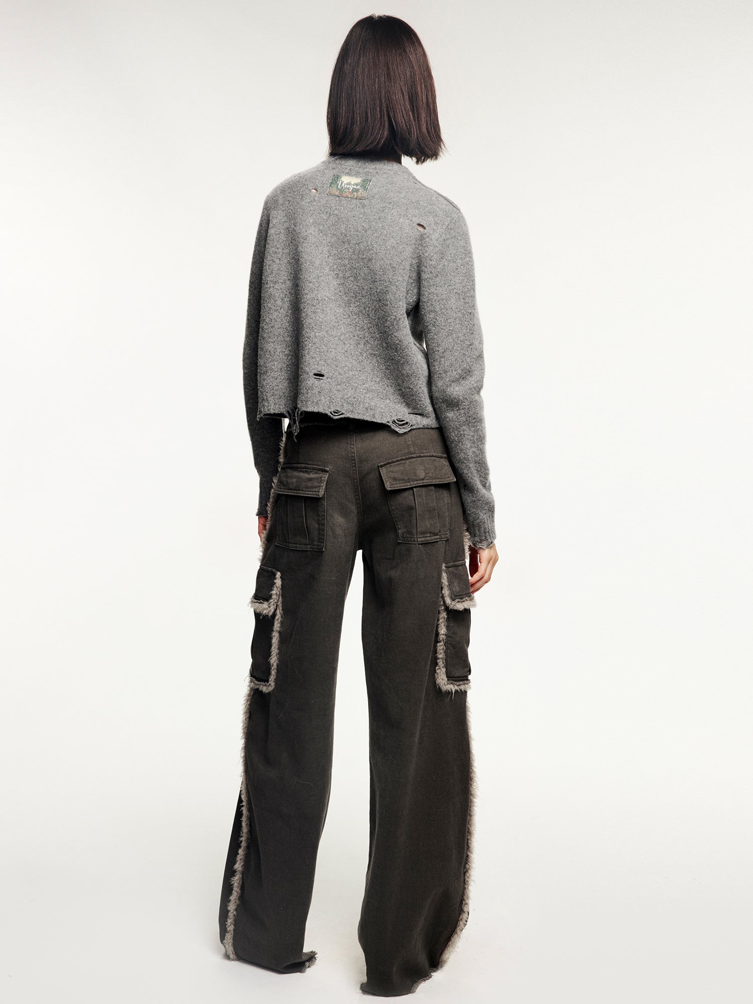 Felted wool knit cardigan