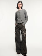 Felted wool knit cardigan
