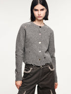 Felted wool knit cardigan
