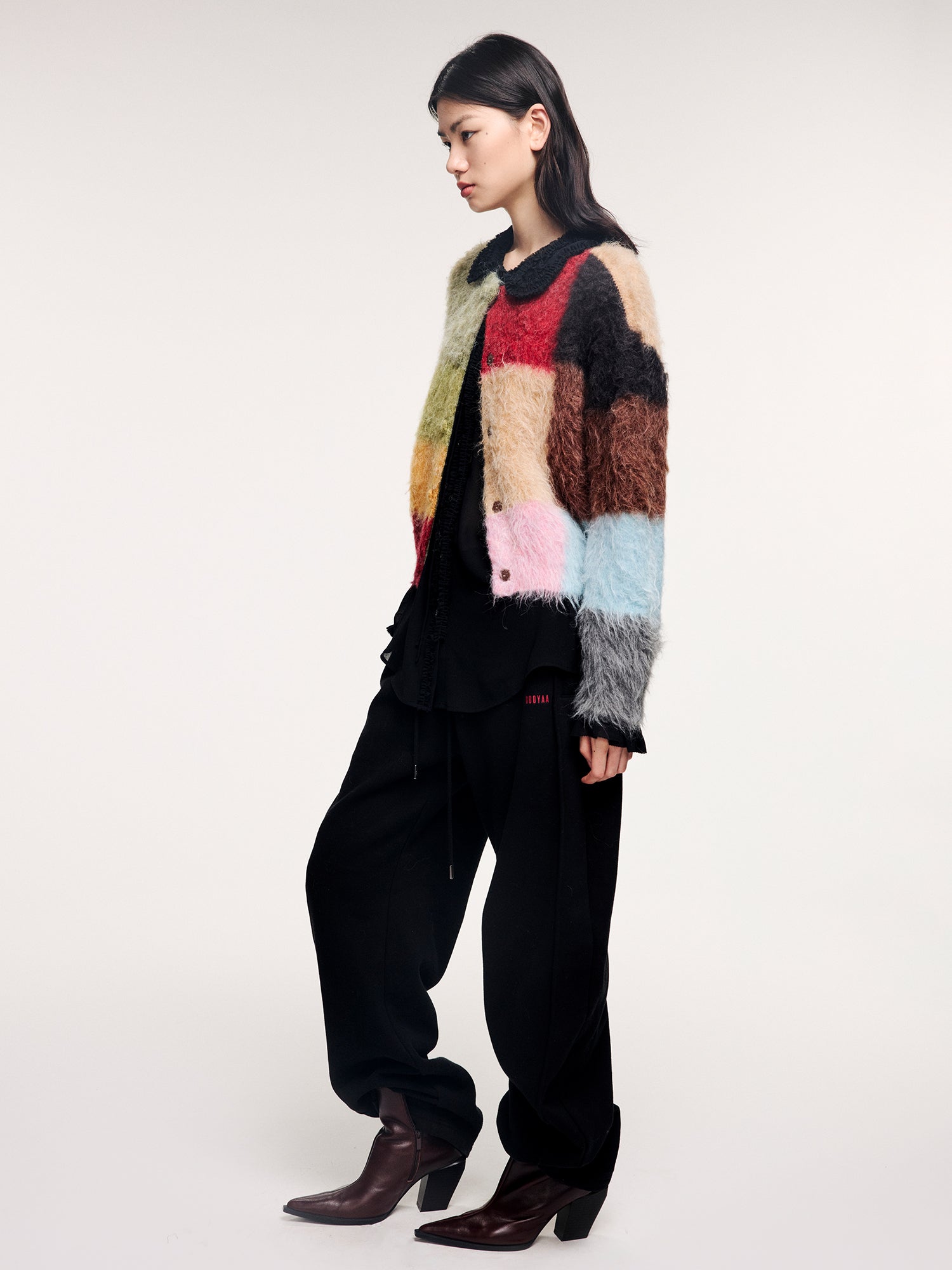 Color block knit cardigan