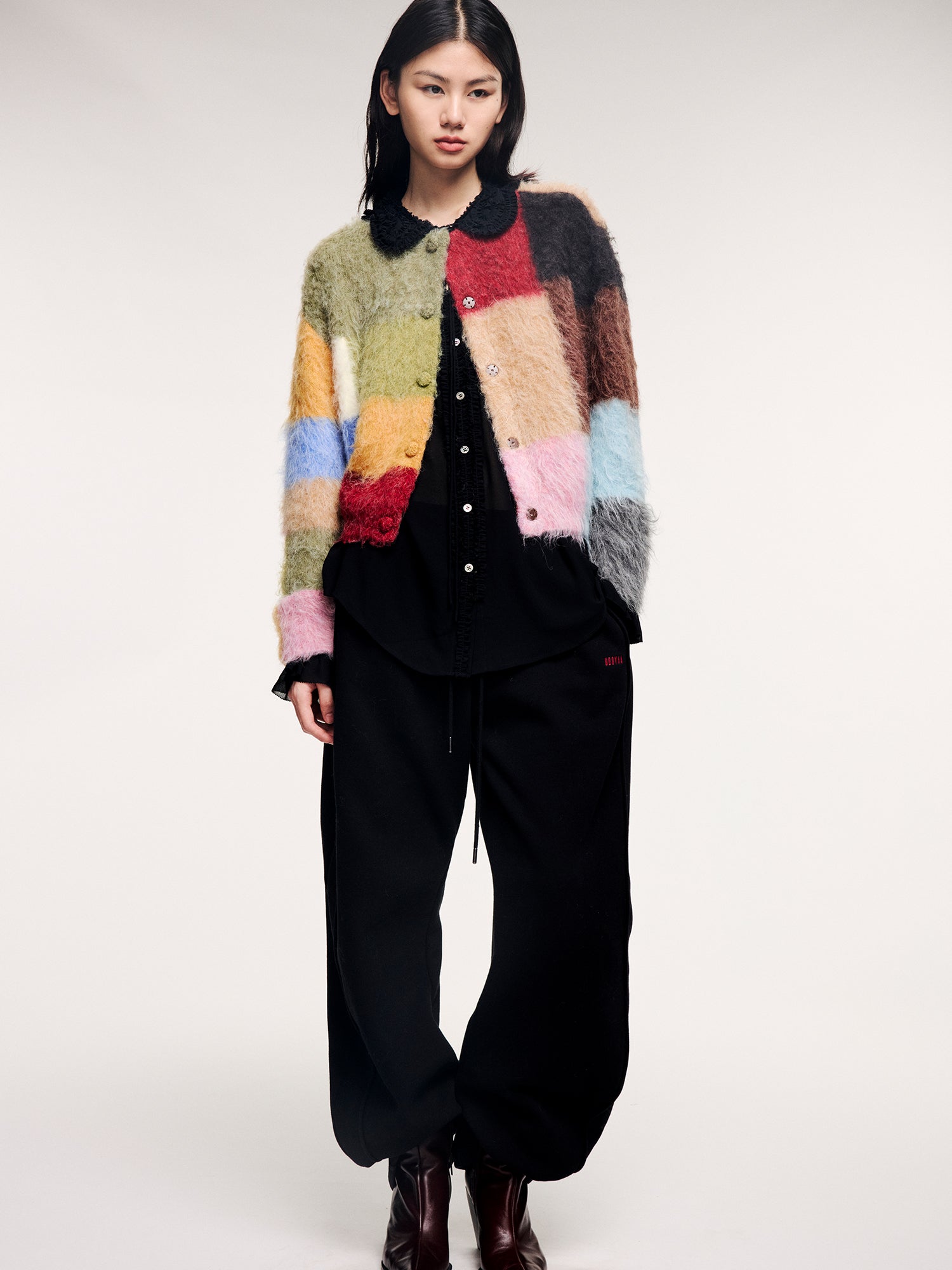 Color block knit cardigan