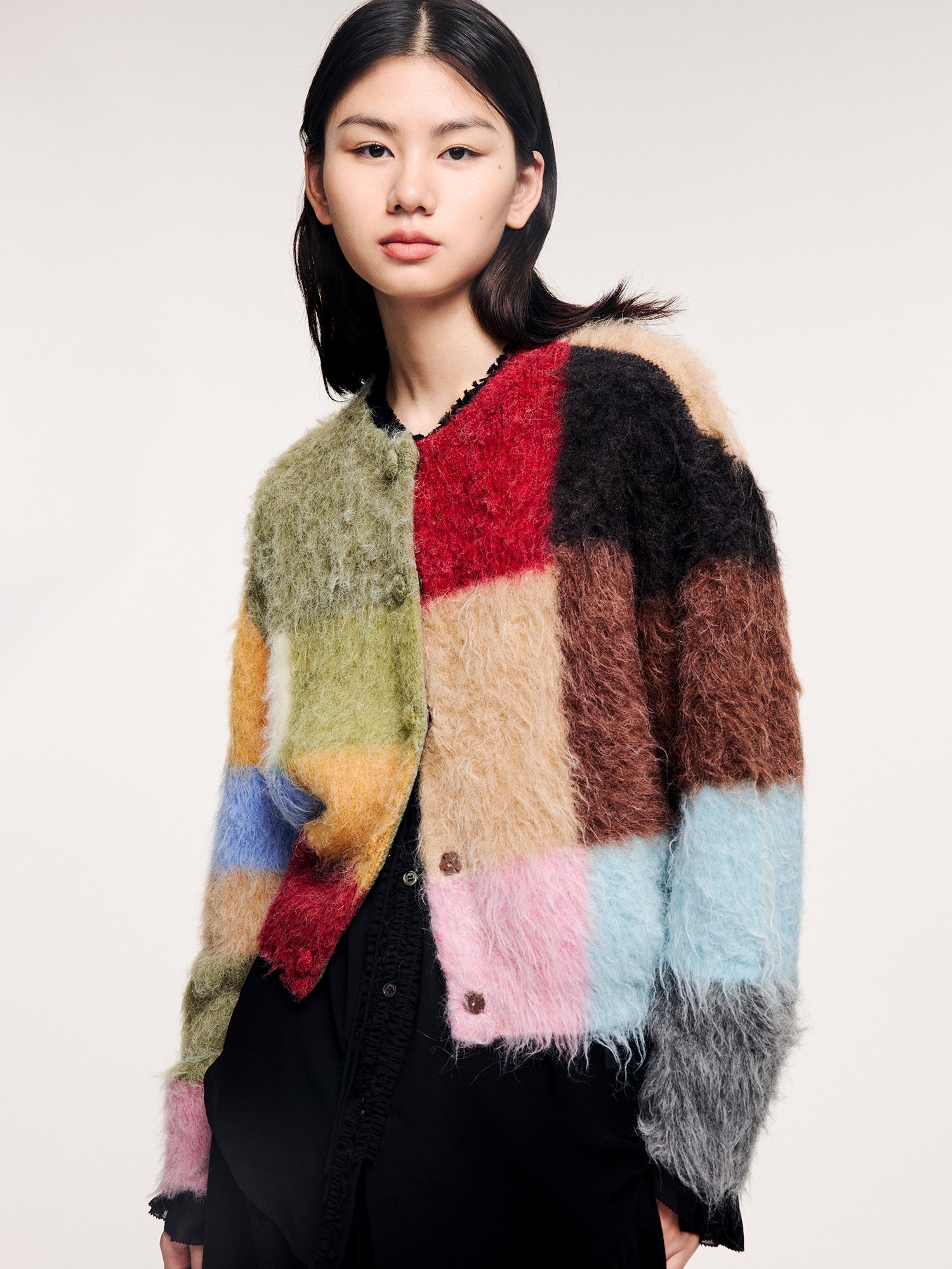 Color block knit cardigan