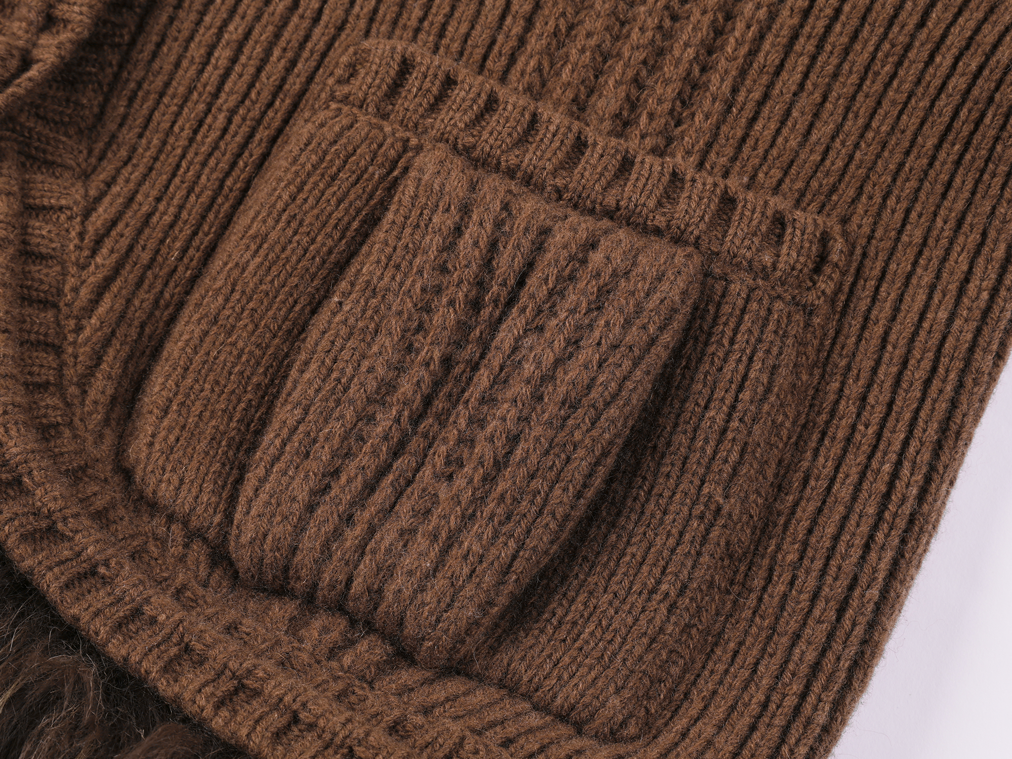 Fur hem knit cardigan