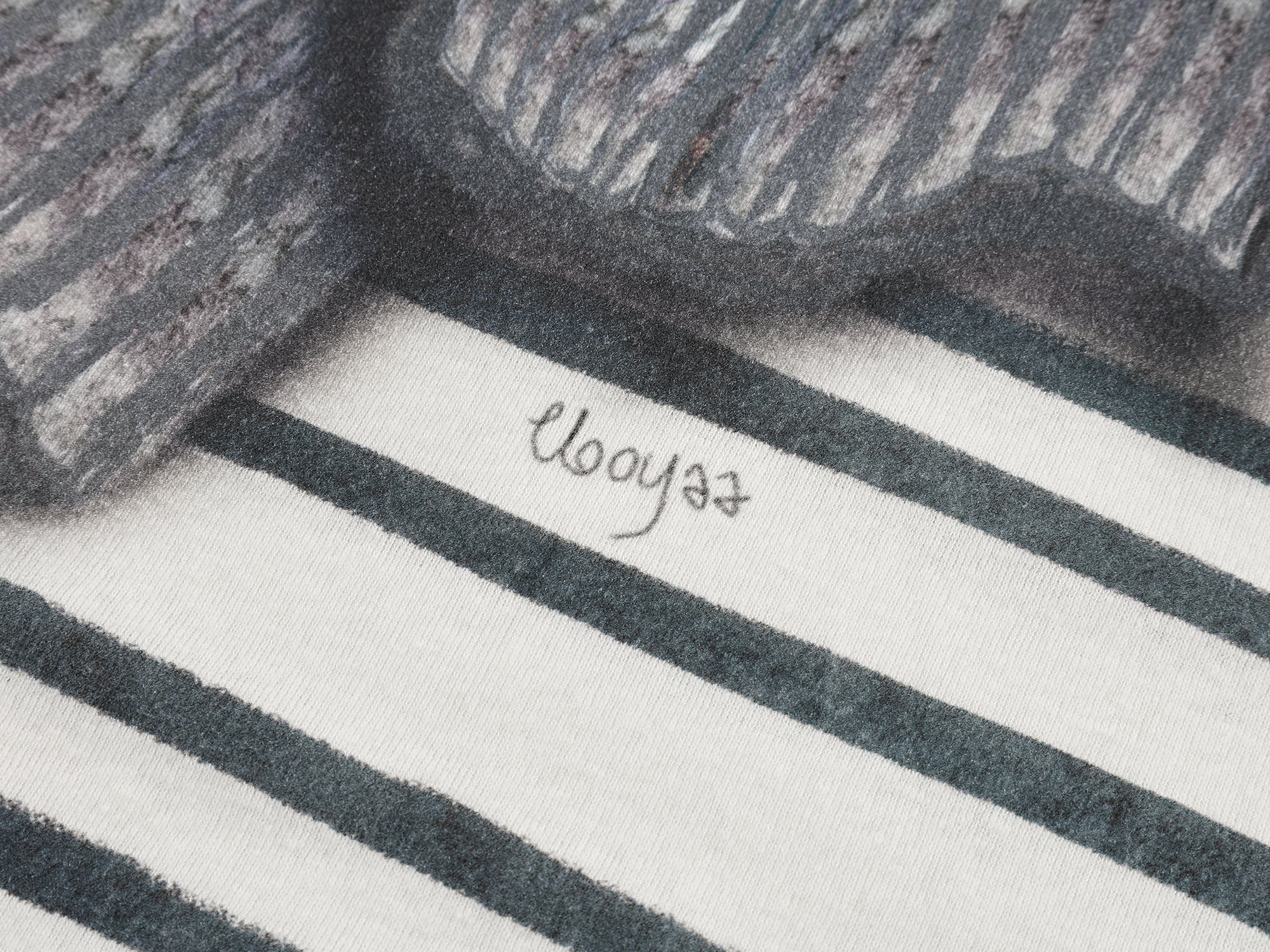 Knit shawl print long sleeve t-shirt